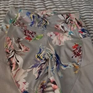 Gray Floral Active Leggings By Avia.